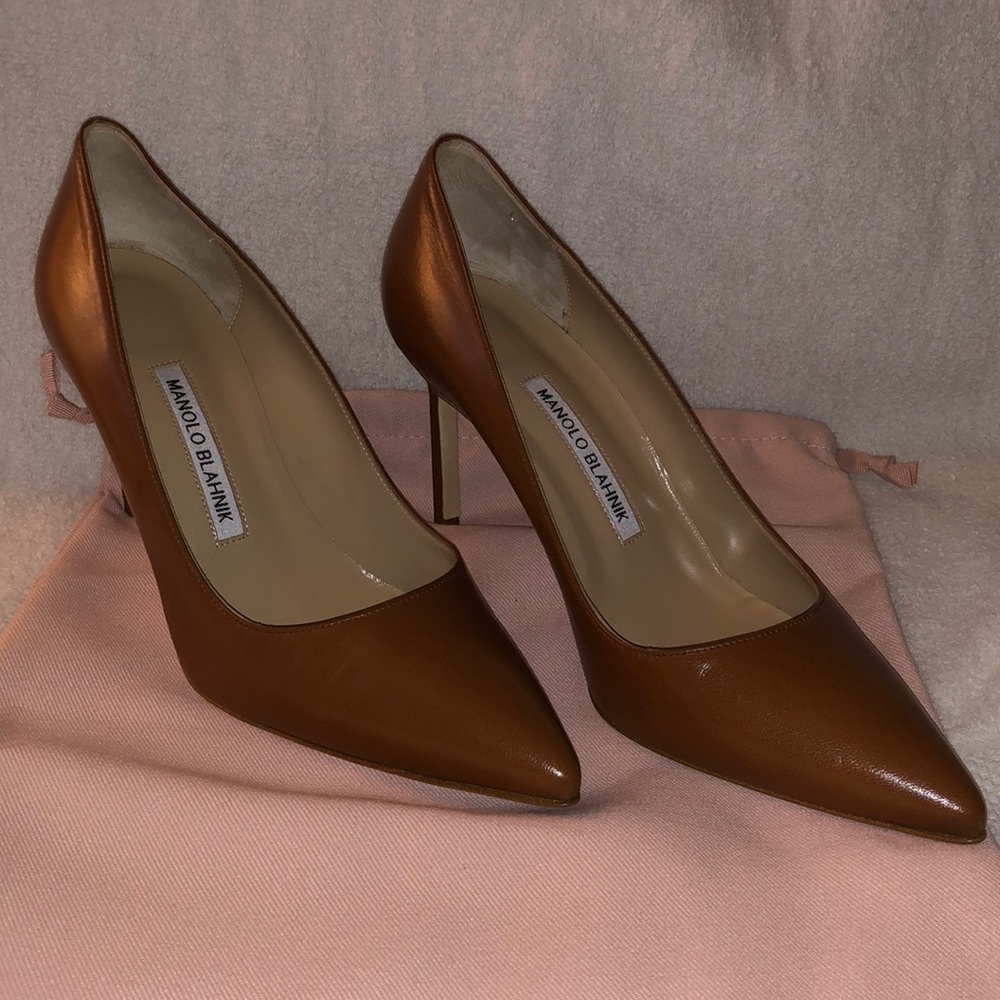 Manolo Blahnik BB 90mm Brown Leather Heels